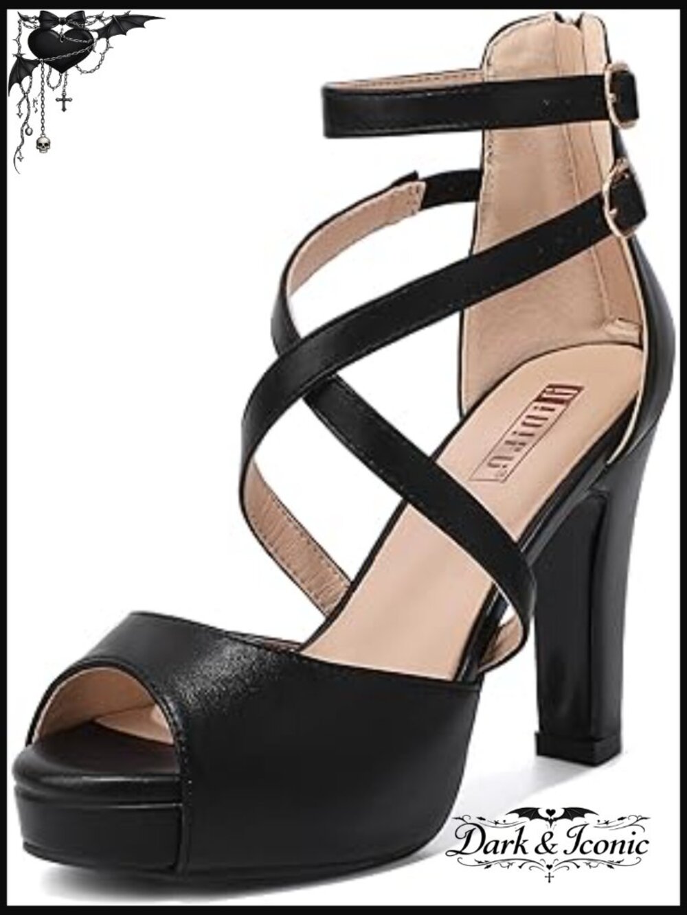 Strappy Platform Heels Chunky Block Heels Peep Toe Dressy Wedding Prom Shoes